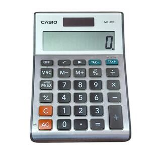 Vintage Casio Calculator MS-80B Solar Desk Office Tool-Works